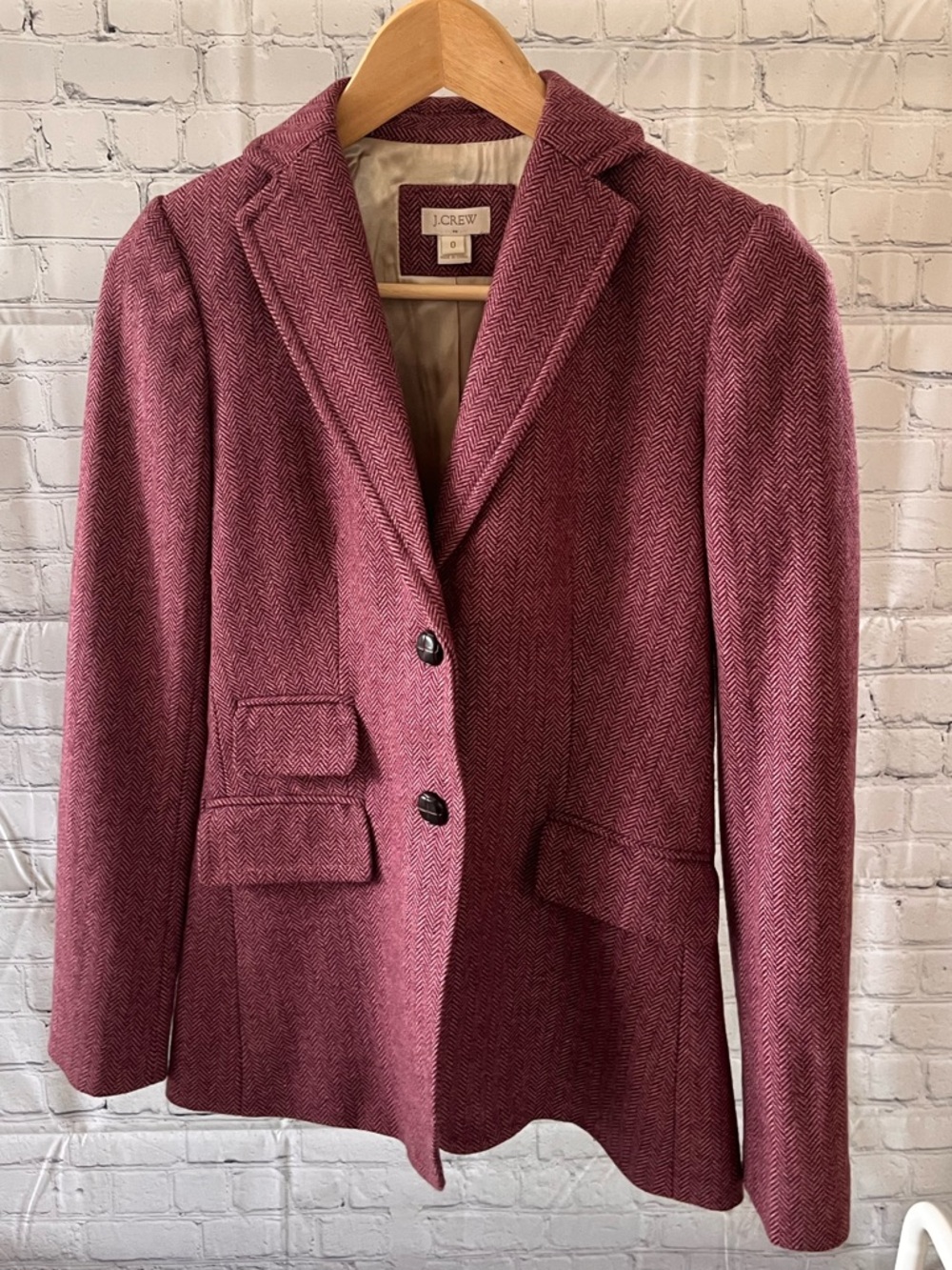 J. Crew Factory Women's Raspberry Herringbone Tailored Blazer